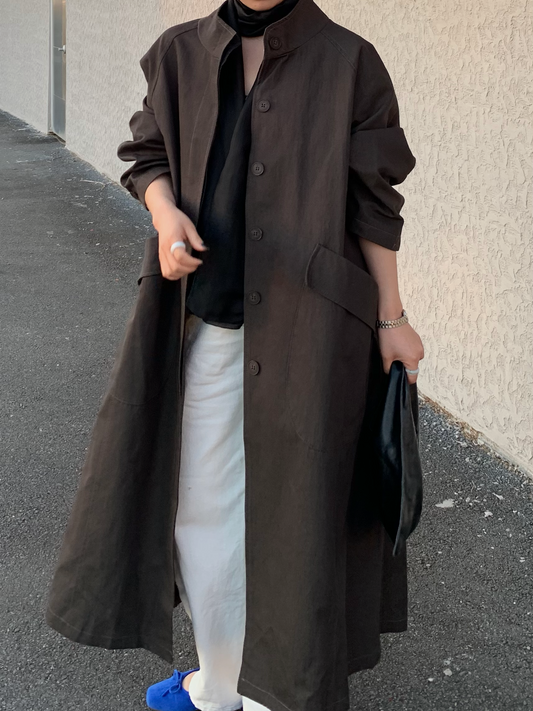【送料無料】highneck over long coat / 2color
