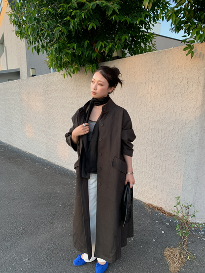 【送料無料】highneck over long coat / 2color