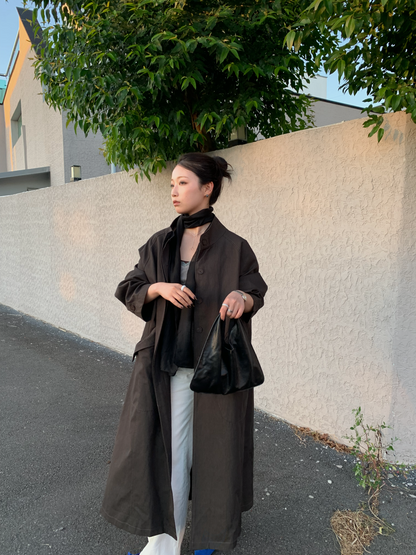 【送料無料】highneck over long coat / 2color