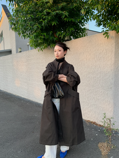 【送料無料】highneck over long coat / 2color