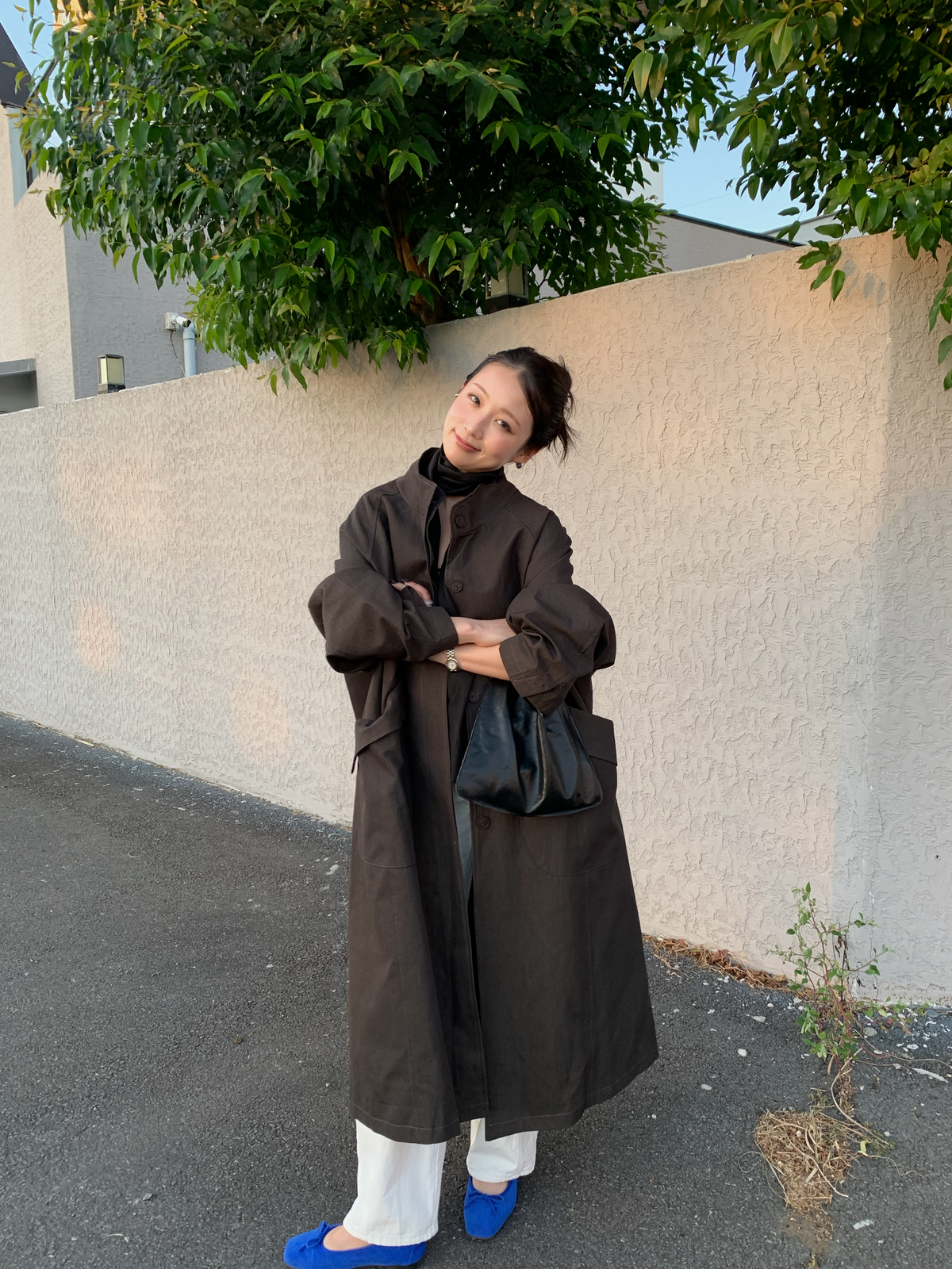 【送料無料】highneck over long coat / 2color