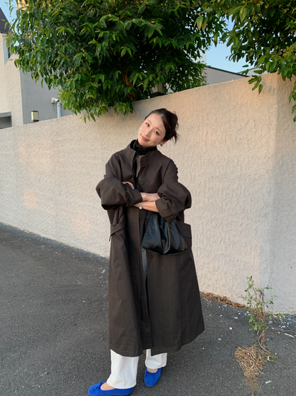 【送料無料】highneck over long coat / 2color