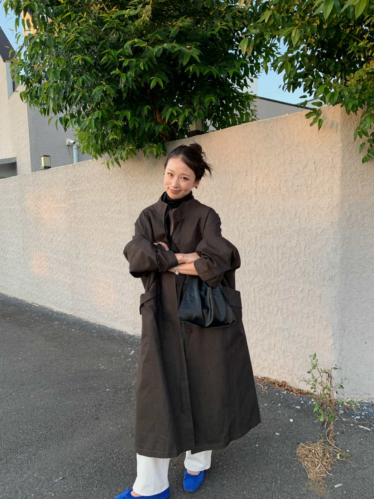【送料無料】highneck over long coat / 2color