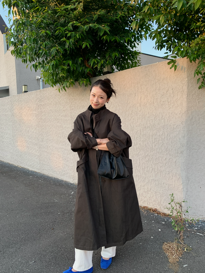 【送料無料】highneck over long coat / 2color