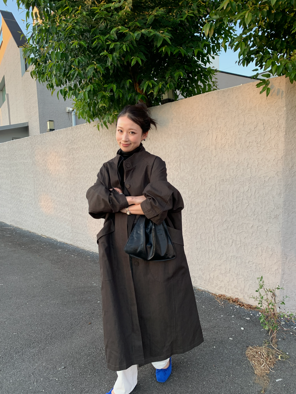 【送料無料】highneck over long coat / 2color