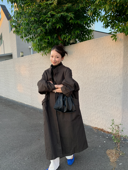 【送料無料】highneck over long coat / 2color