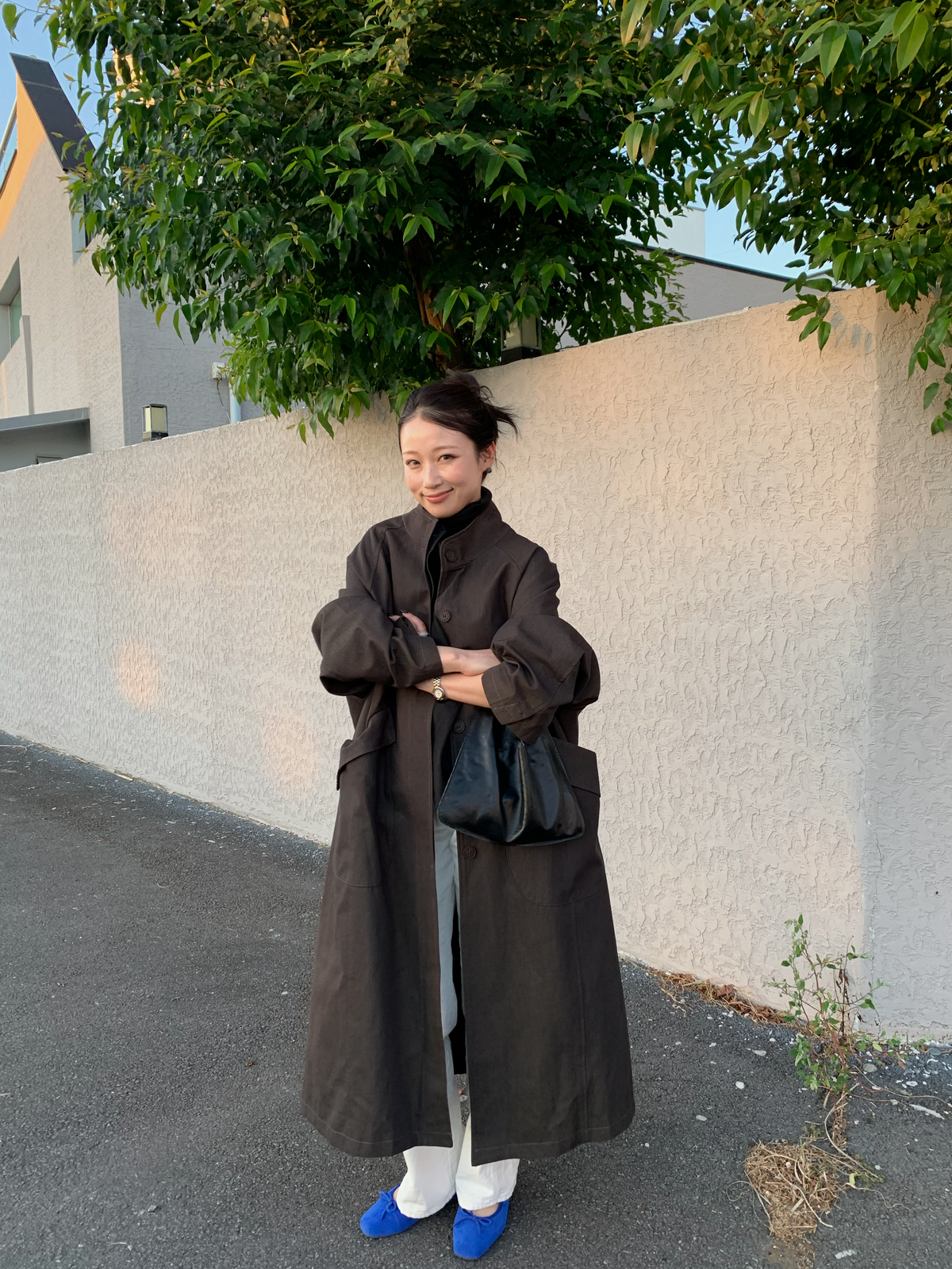 【送料無料】highneck over long coat / 2color