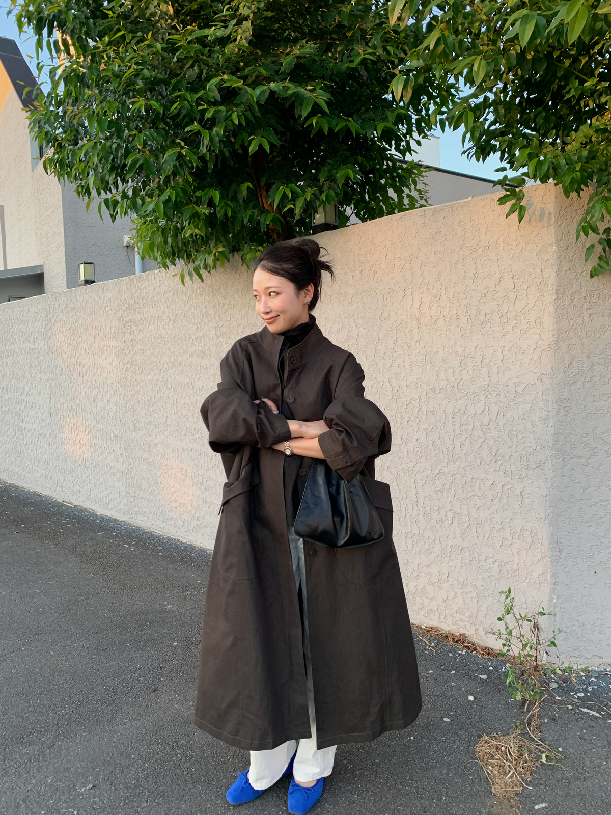 【送料無料】highneck over long coat / 2color