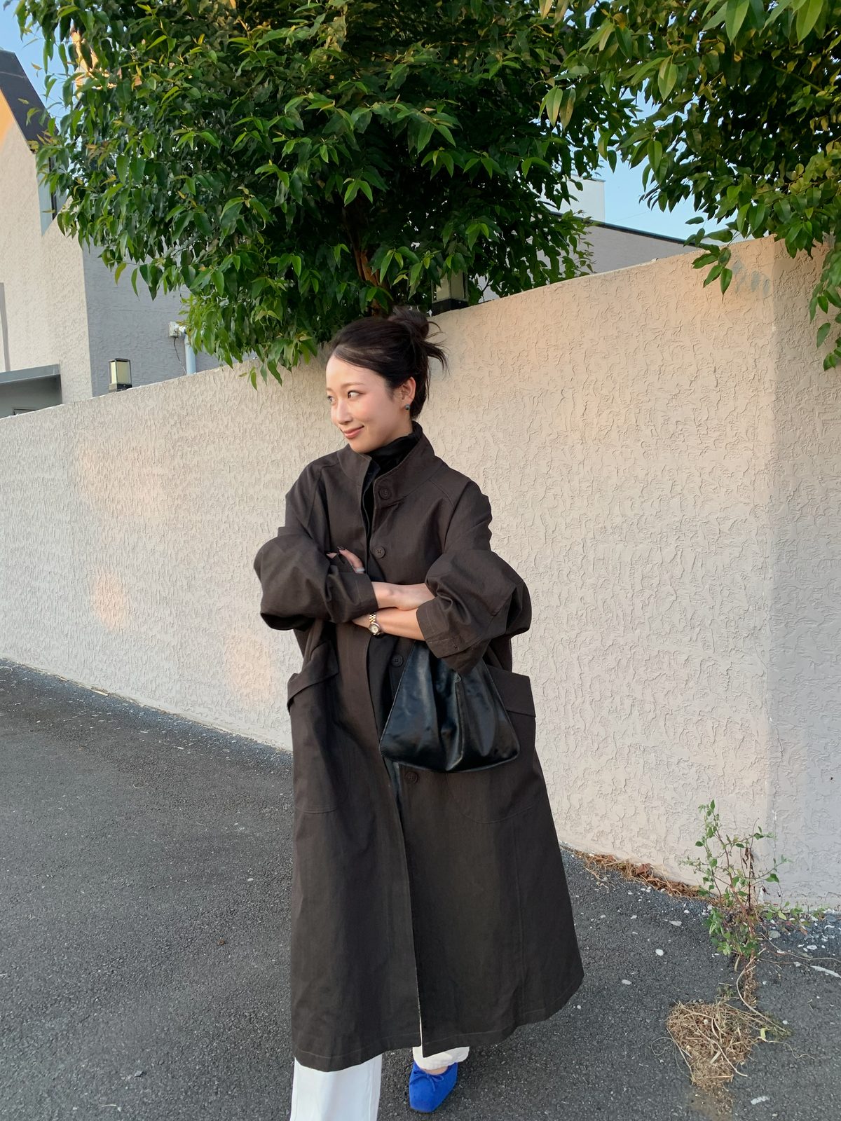 【送料無料】highneck over long coat / 2color