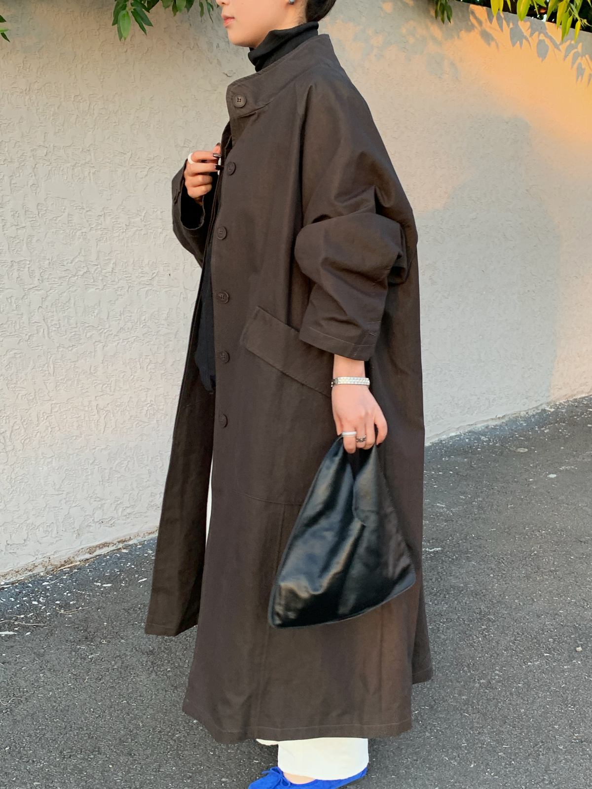 【送料無料】highneck over long coat / 2color