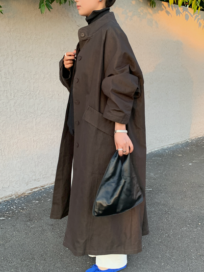 【送料無料】highneck over long coat / 2color