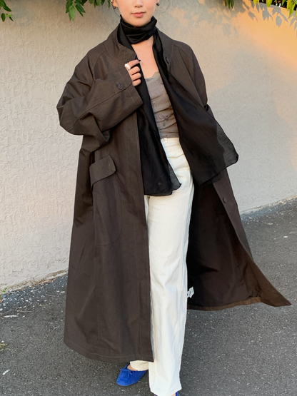 【送料無料】highneck over long coat / 2color