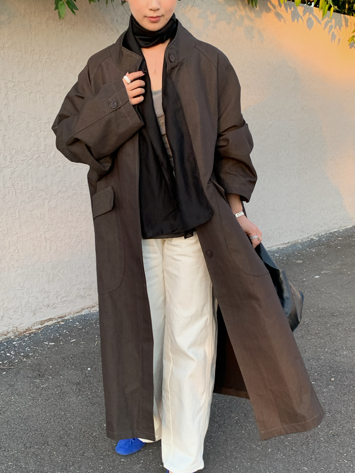 【送料無料】highneck over long coat / 2color