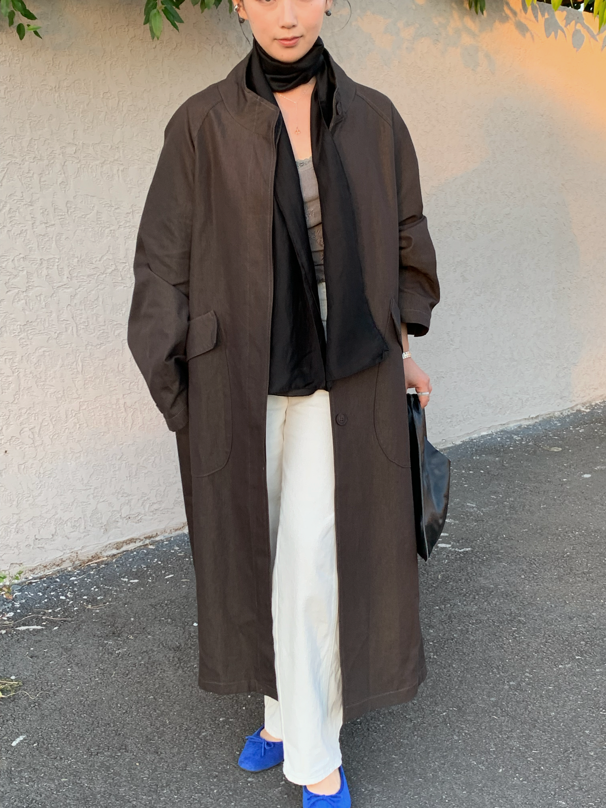 【送料無料】highneck over long coat / 2color