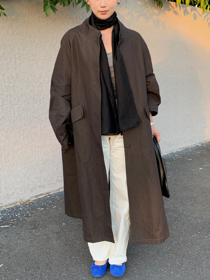 【送料無料】highneck over long coat / 2color