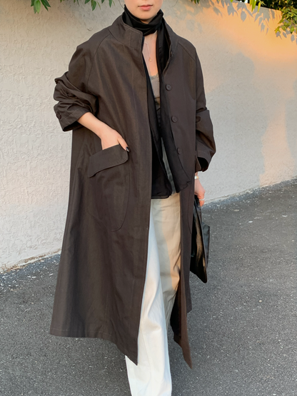 【送料無料】highneck over long coat / 2color