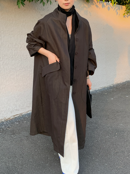 【送料無料】highneck over long coat / 2color
