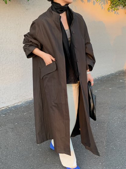 【送料無料】highneck over long coat / 2color