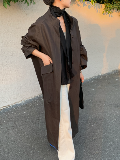 【送料無料】highneck over long coat / 2color