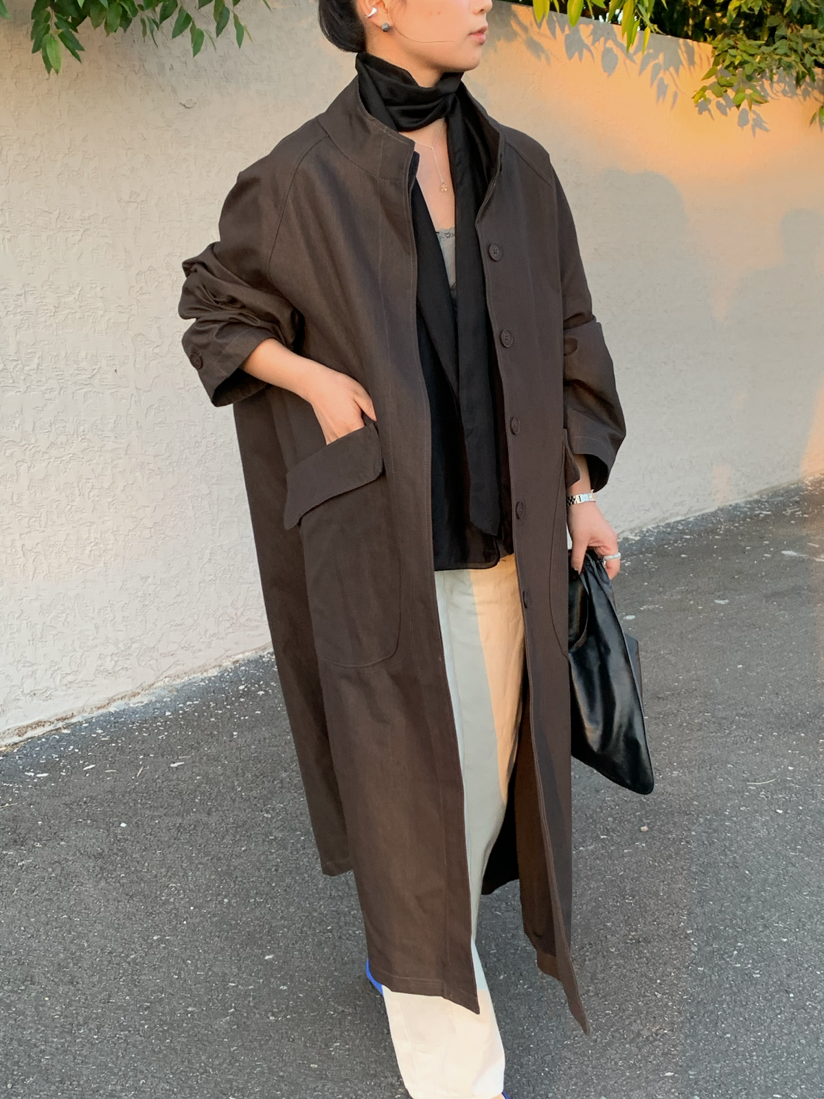 【送料無料】highneck over long coat / 2color