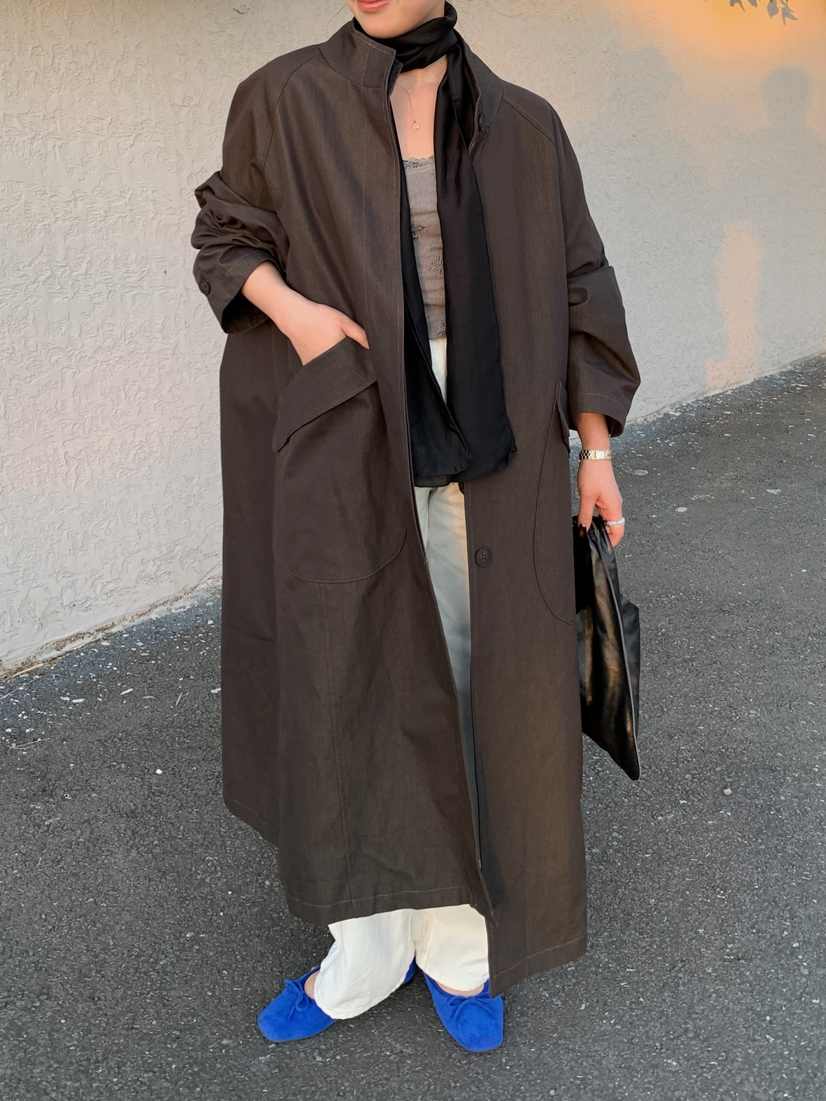 【送料無料】highneck over long coat / 2color