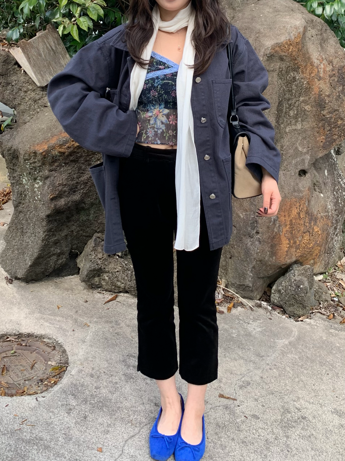 see-through flower pleats top / 2color
