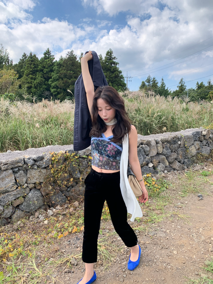 velvet capri pants