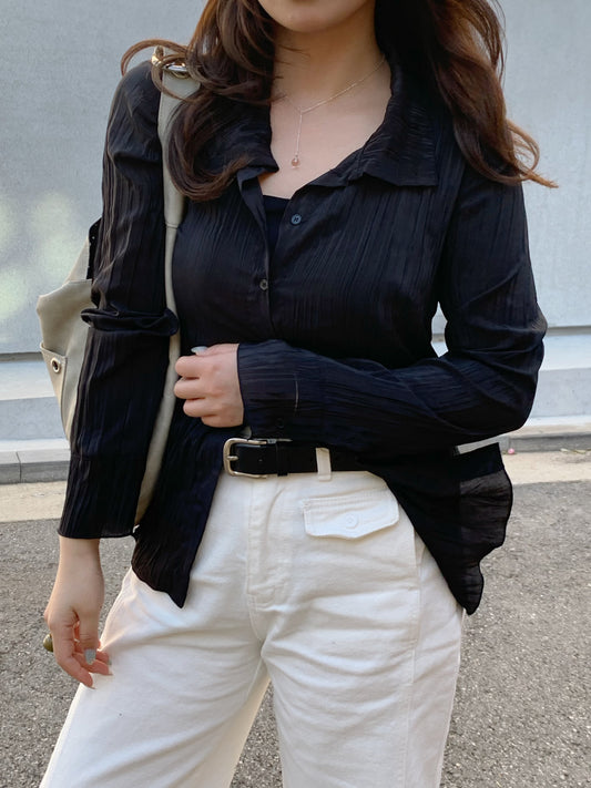 random pleats blouse / 2color