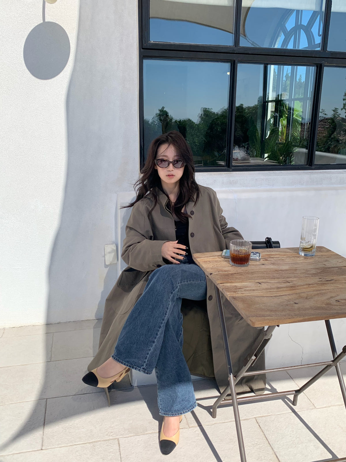 【送料無料】highneck over long coat / 2color