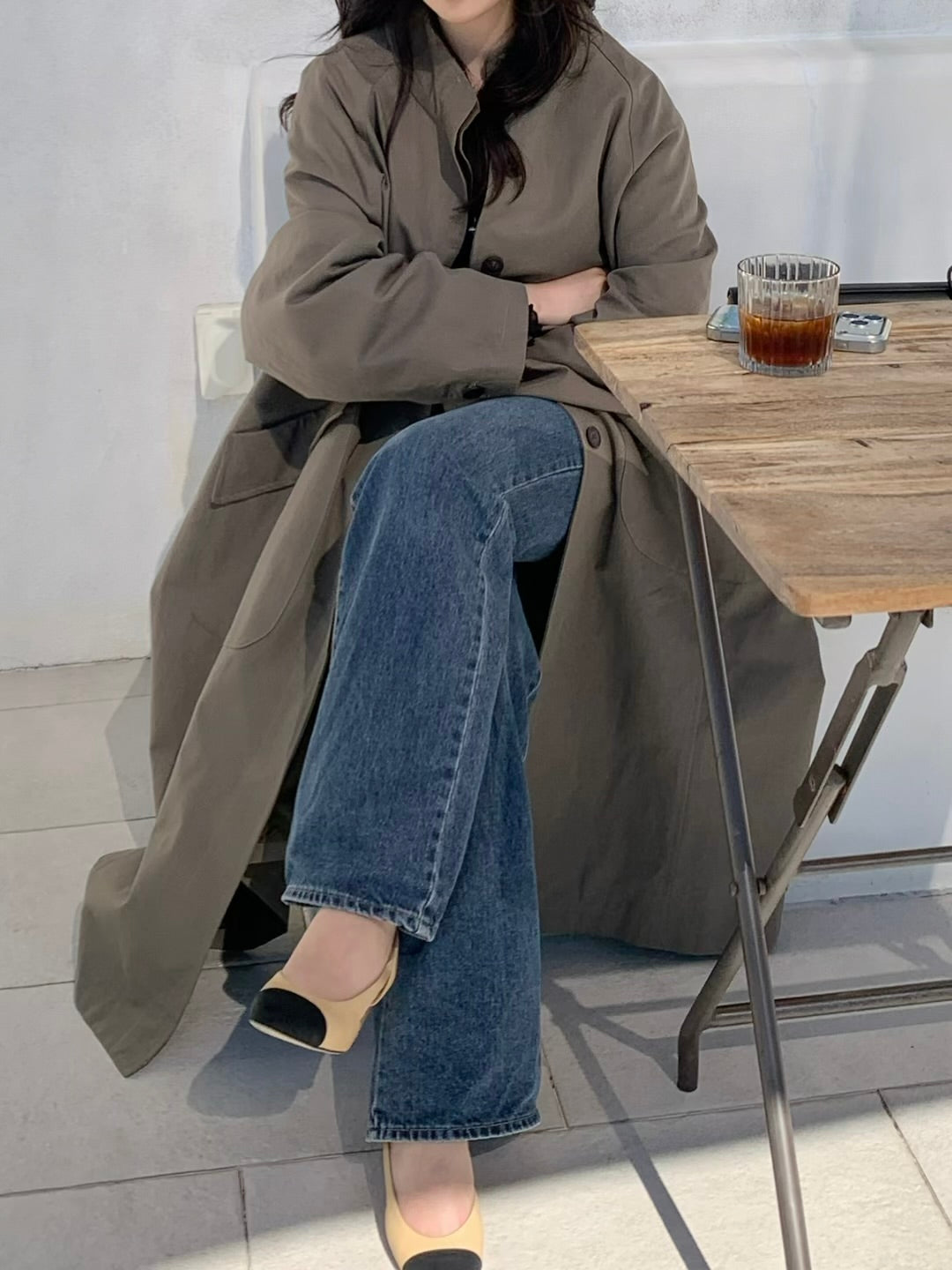 【送料無料】highneck over long coat / 2color