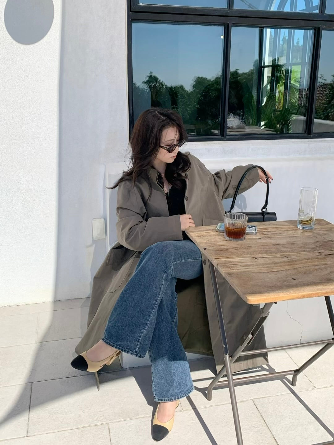【送料無料】highneck over long coat / 2color
