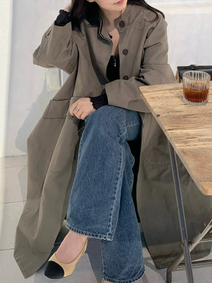 【送料無料】highneck over long coat / 2color