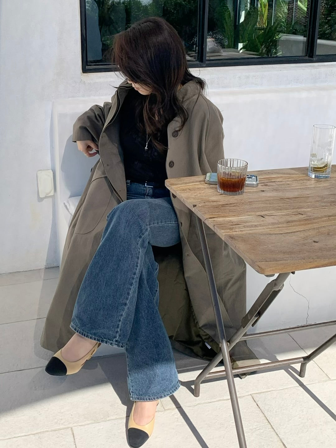 【送料無料】highneck over long coat / 2color