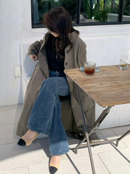 【送料無料】highneck over long coat / 2color