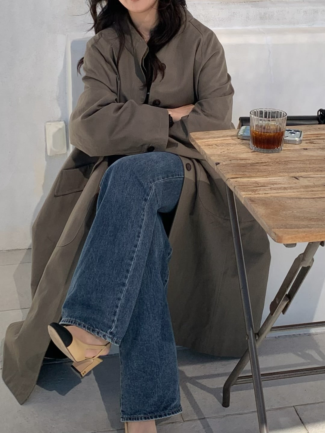 【送料無料】highneck over long coat / 2color