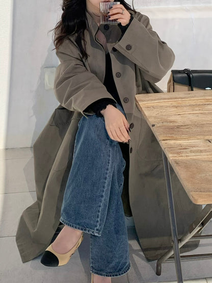 【送料無料】highneck over long coat / 2color