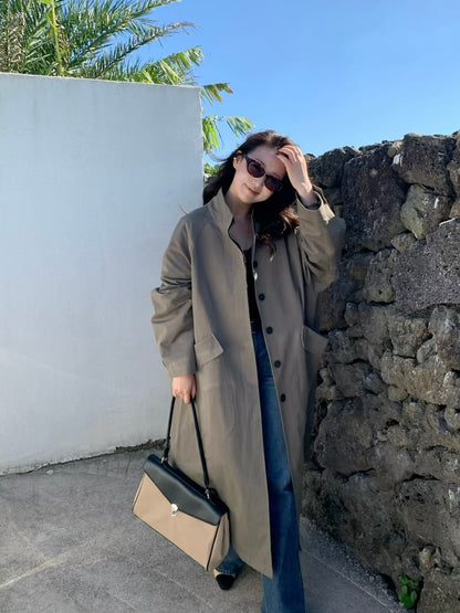 【送料無料】highneck over long coat / 2color